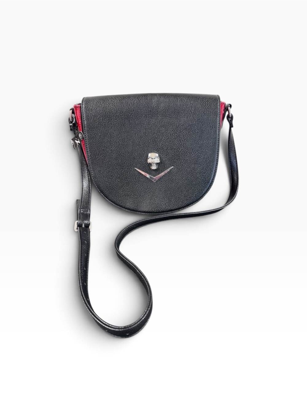 Lux de Ville Black and Red Studded Saddle Bag
